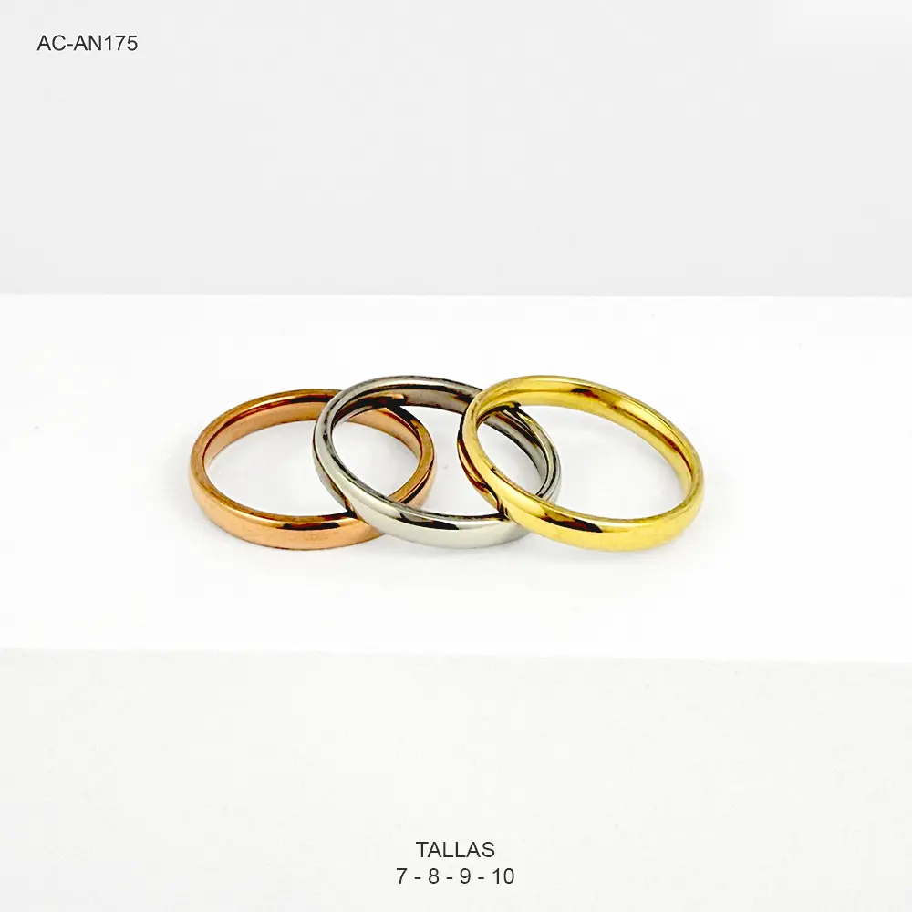 Anillo en acero tres tonos aro triple