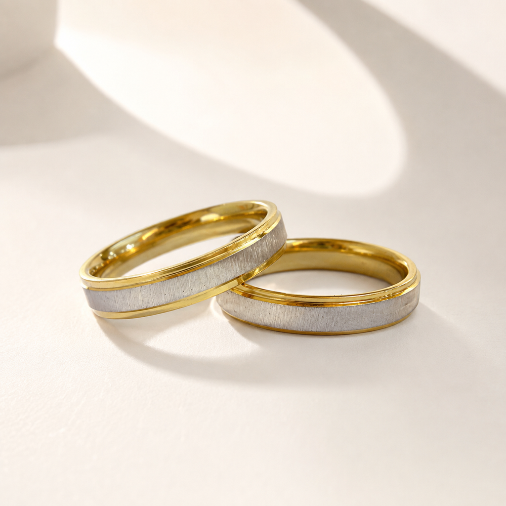 Anillo en acero bicolor aro alianza matrimonio modelo 2