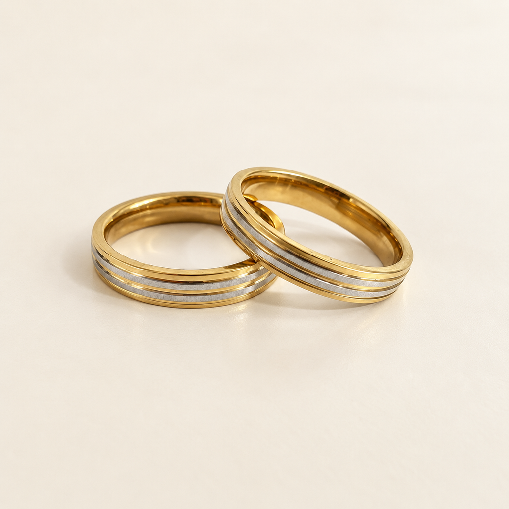 Anillo en acero bicolor aro alianza matrimonio x unidad