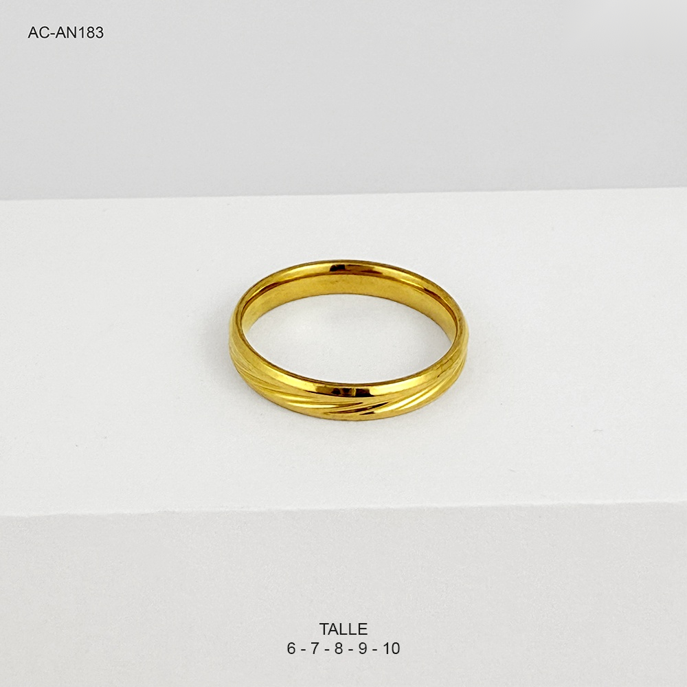 Anillo en acero inoxidable gold aro liso tipo alianza modelo 3