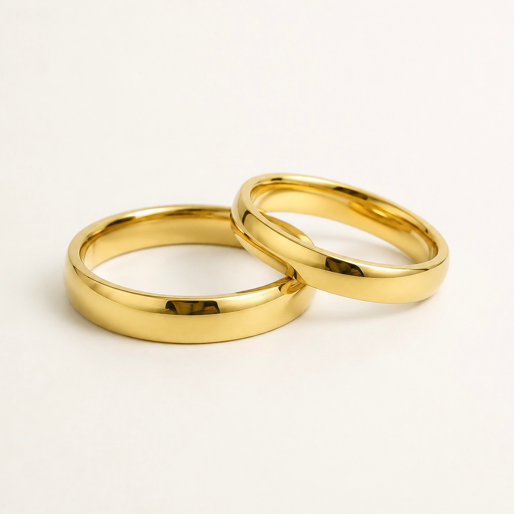 Anillo en acero inoxidable gold aro liso tipo alianza modelo 2