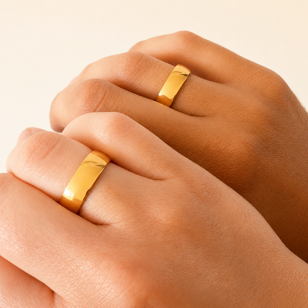 Anillo en acero gold aro alianza matrimonio simple x unidad
