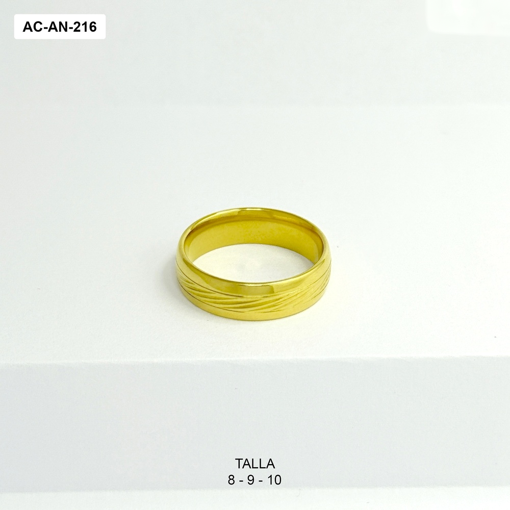 Anillo en acero inoxidable gold aro liso tipo alianza