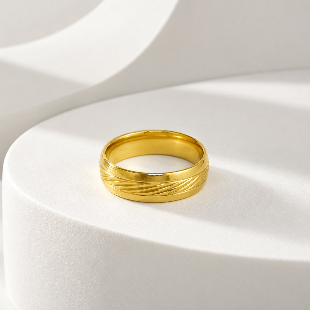 Anillo en acero inoxidable gold aro liso tipo alianza x unidad