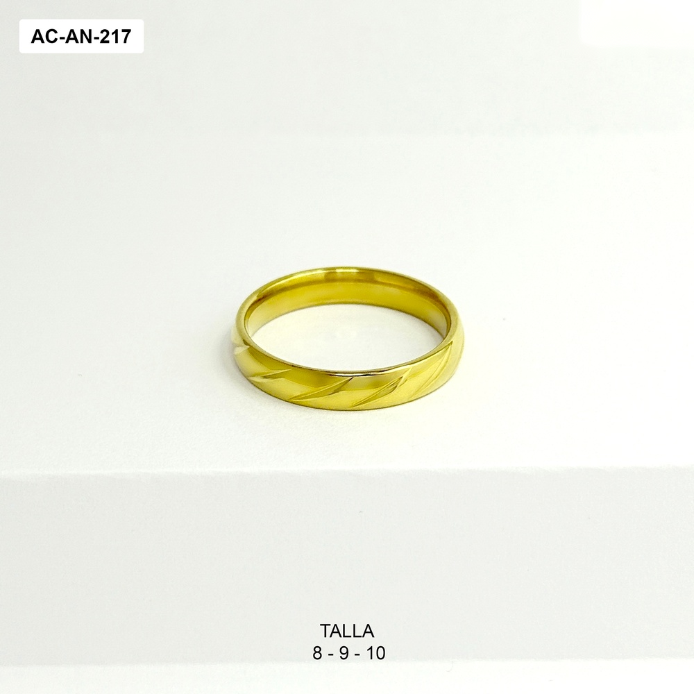 Anillo en acero inoxidable gold aro liso tipo alianza modelo 4