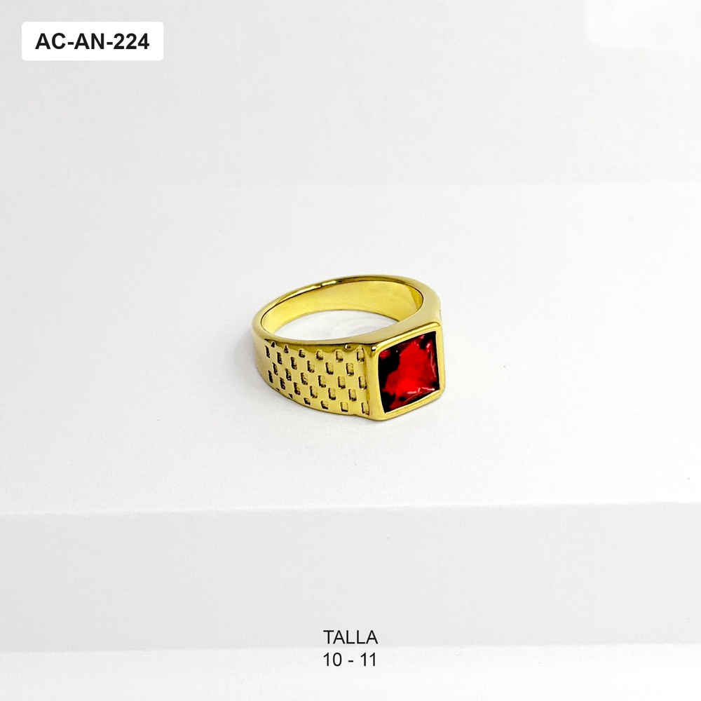 Anillo en acero y cristal cuadrado
