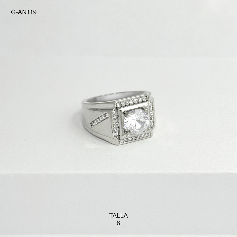 Anillo silver caballero circon cuadrado goldfilled