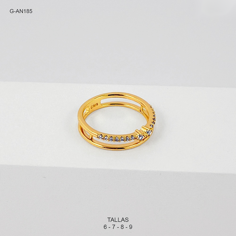 Anillo rodinado especial enjoyado doble tipo cintillo
