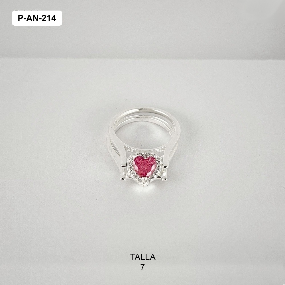Anillo en plata ley 925 thai doble corazón giratorio