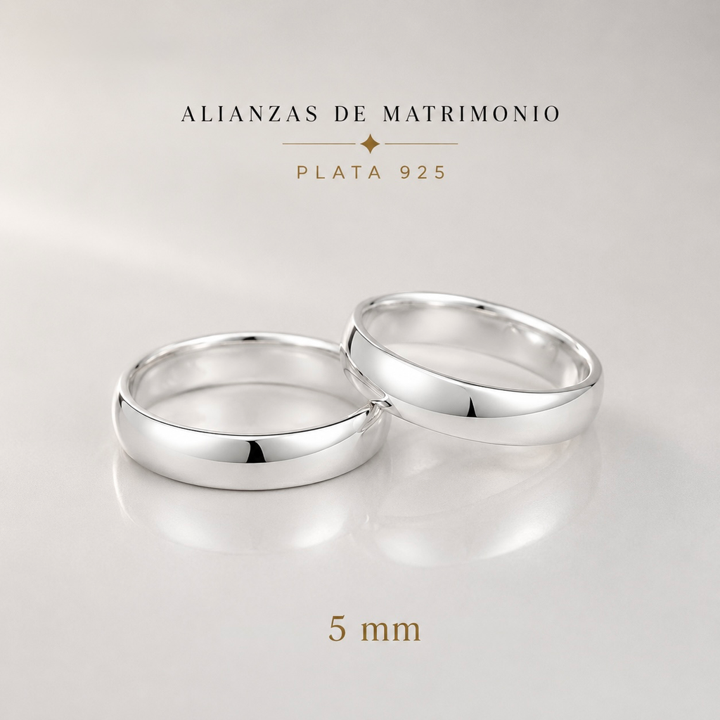 Anillo plata 925 alianza matrimonio lisas 5mm x unidad