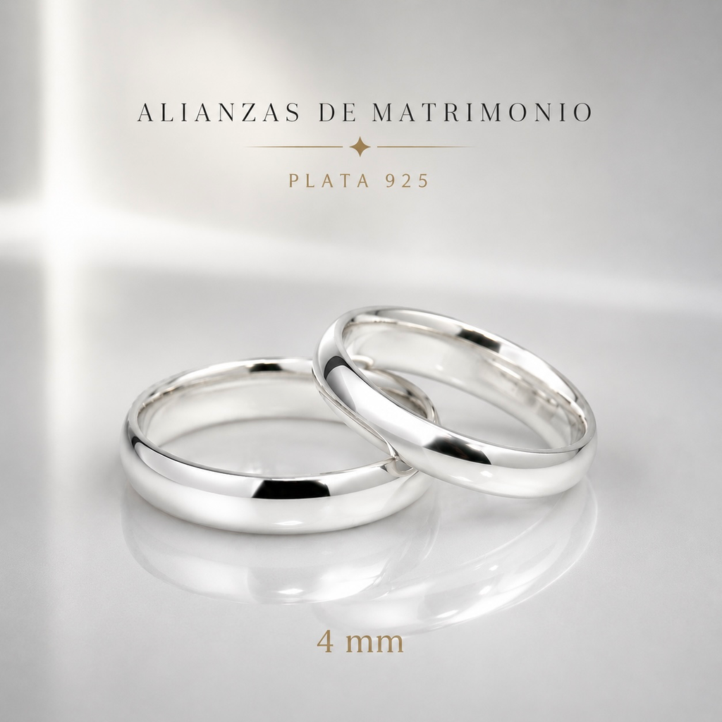 Anillo plata 925 alianza matrimonio lisas 4mm x unidad