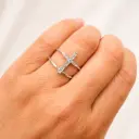 Anillo en plata ley 925 doble cruz microcircones