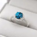 Anillo en plata ley 925 piedra circulo rojo / turquesa