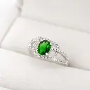 Anillo en plata ley 925 thai circón ovalo blanco / verde