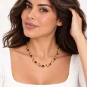 Collar en rodinado Gold Tulipán cristales rojos