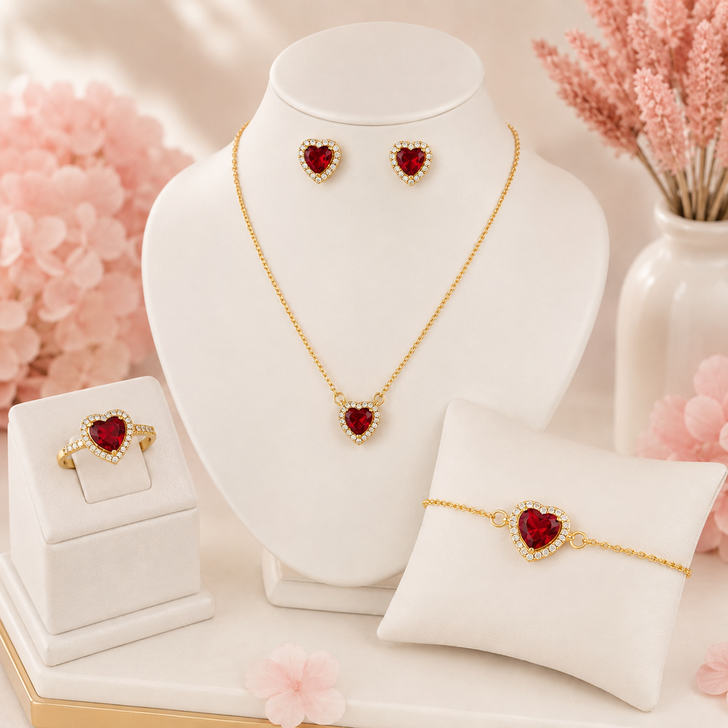 Set completo en rodinado gold corazón pandora cristal color surtido