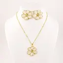 Juego en acero gold flor esmaltada