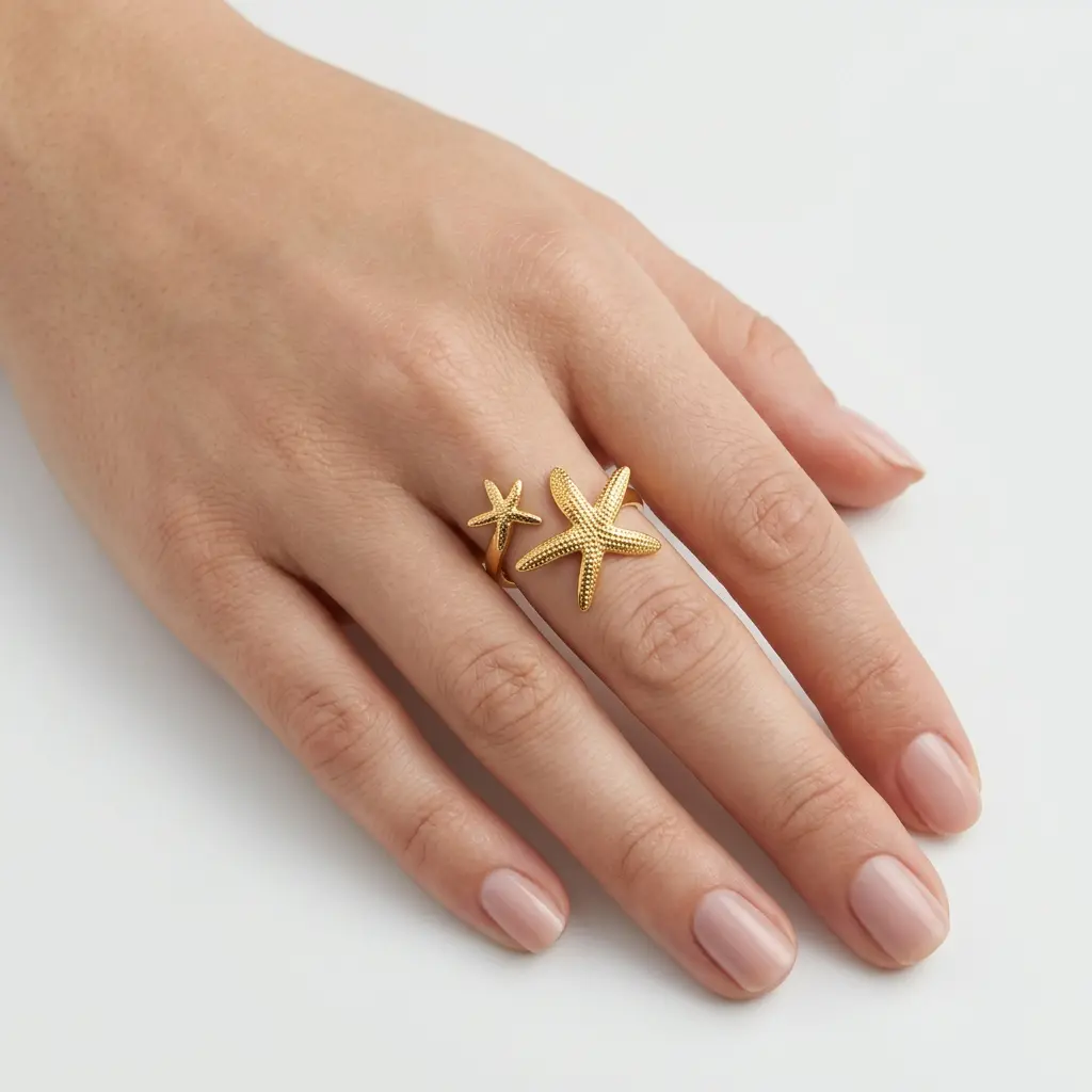 Anillo en acero gold ajustable