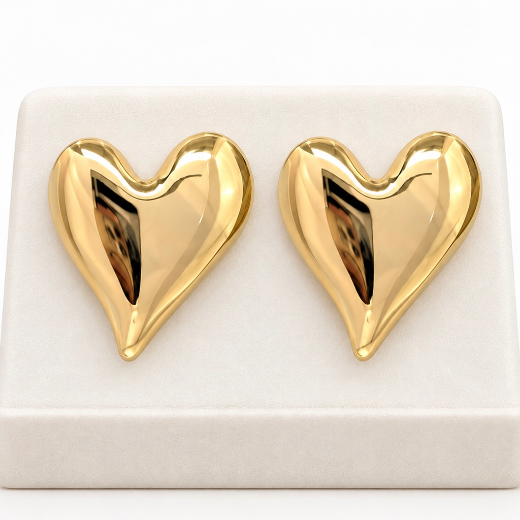 Arete en Acero Inoxidable gold corazón