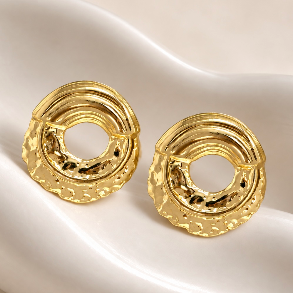 Arete en Acero Inoxidable gold círculo