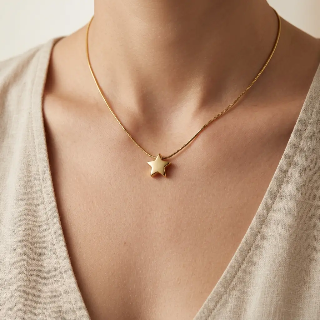 Collar en Acero Inoxidable dorado corazón