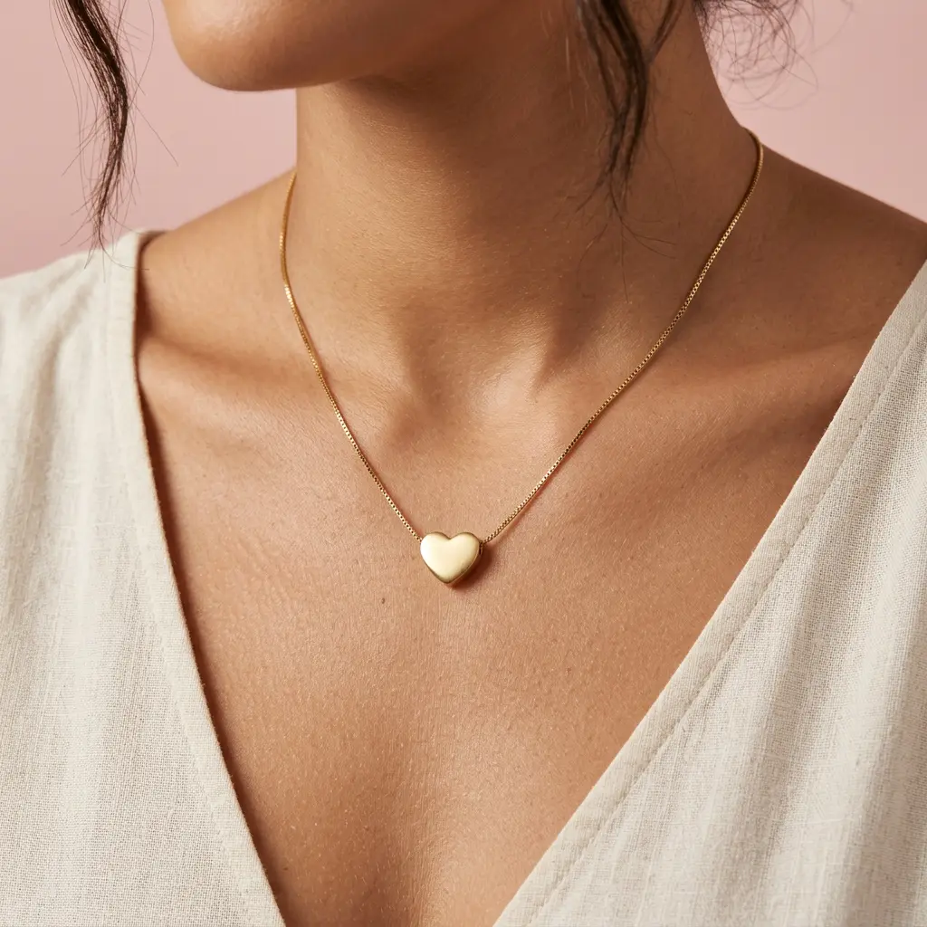 Collar en Acero Inoxidable dorado corazón