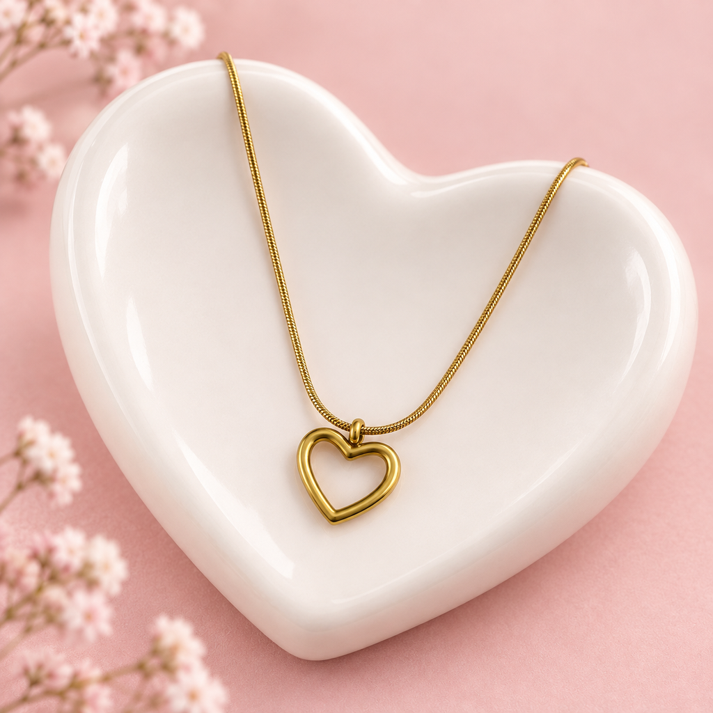 Collar en Acero Inoxidable dorado corazón Ref. 2