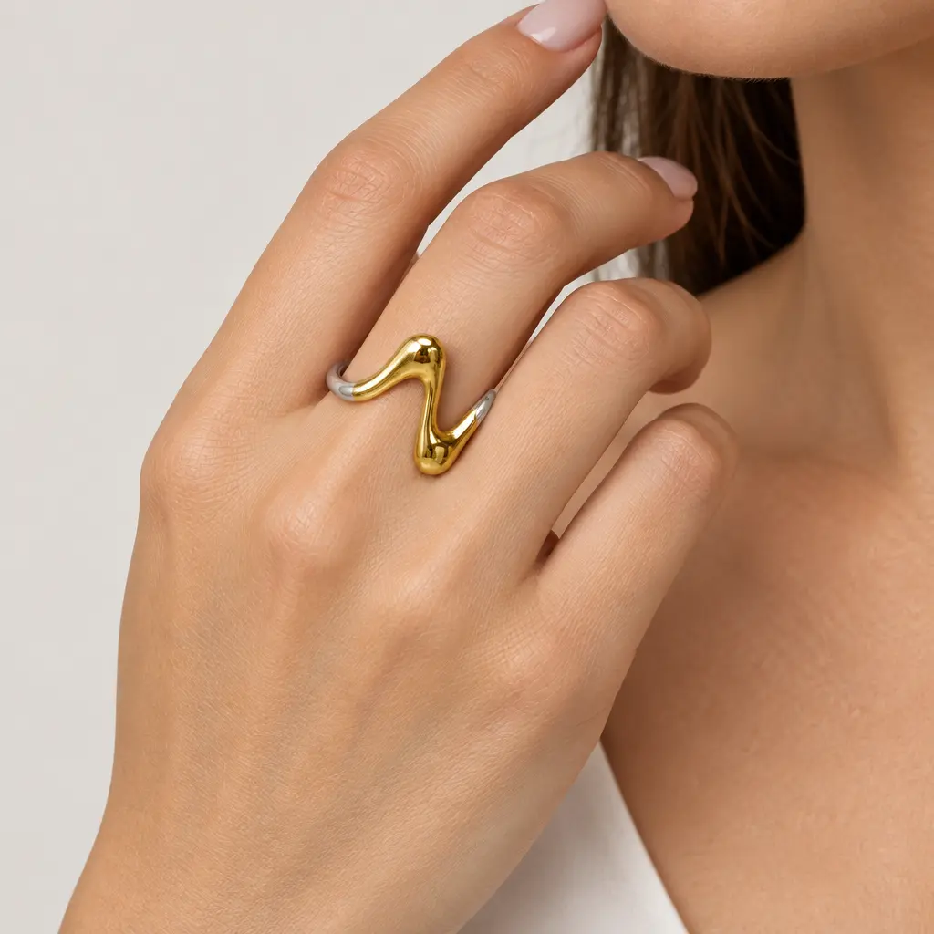 Anillo en Acero Inoxidable Bicolor