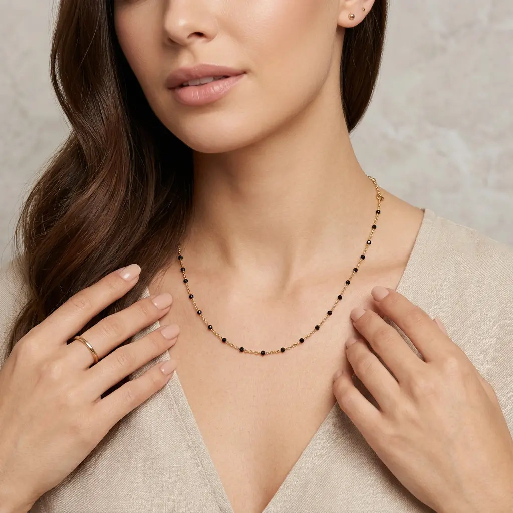 Collar en Acero Inoxidable dorado especial piedras