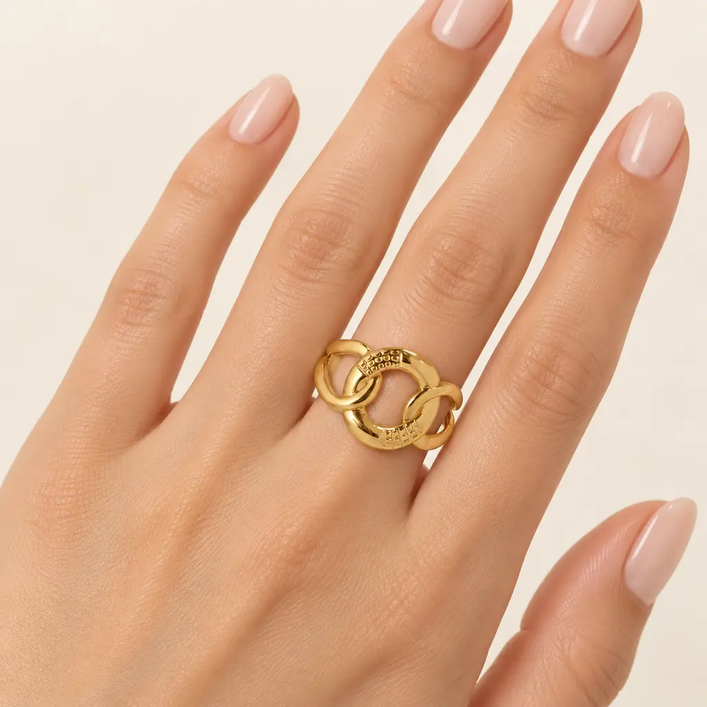 Anillo en acero gold ajustable