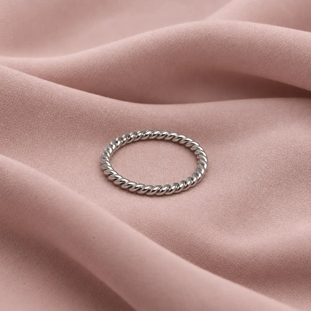 Anillo en acero inoxidable premium silver bolitas 316L