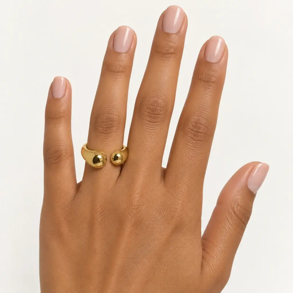 Anillo en acero inoxidable gold premium chunky 316L