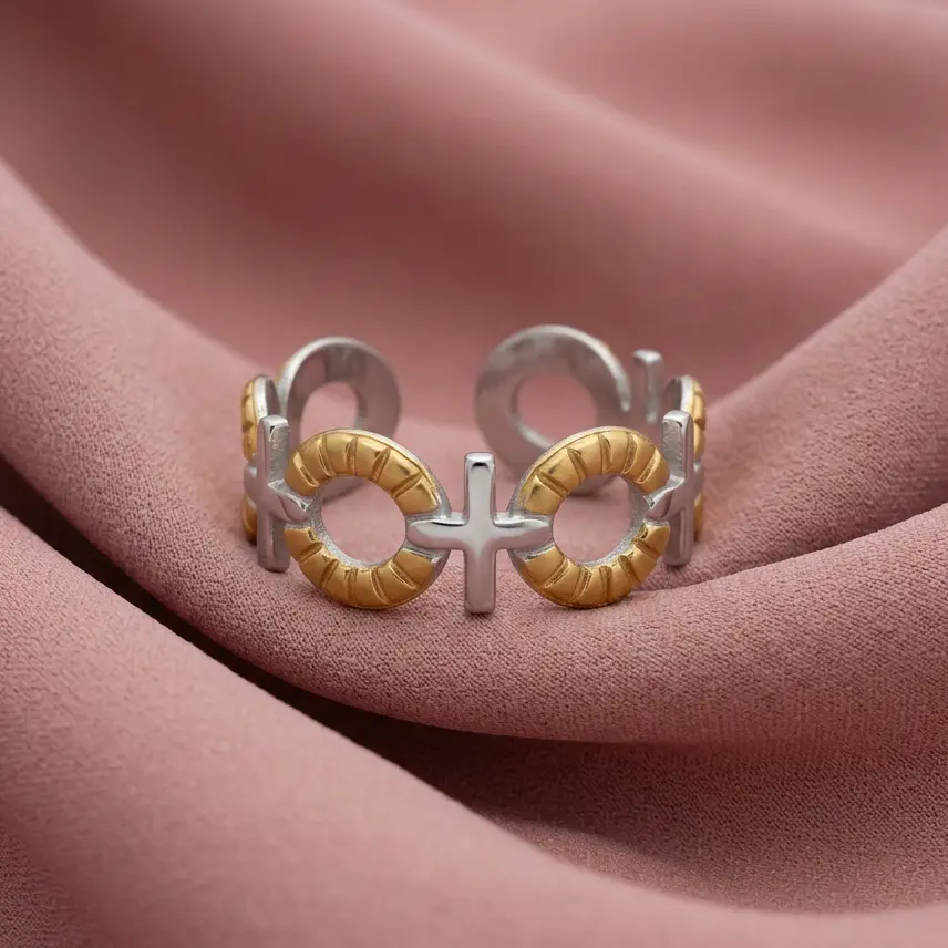Anillo en acero bicolor ajustable