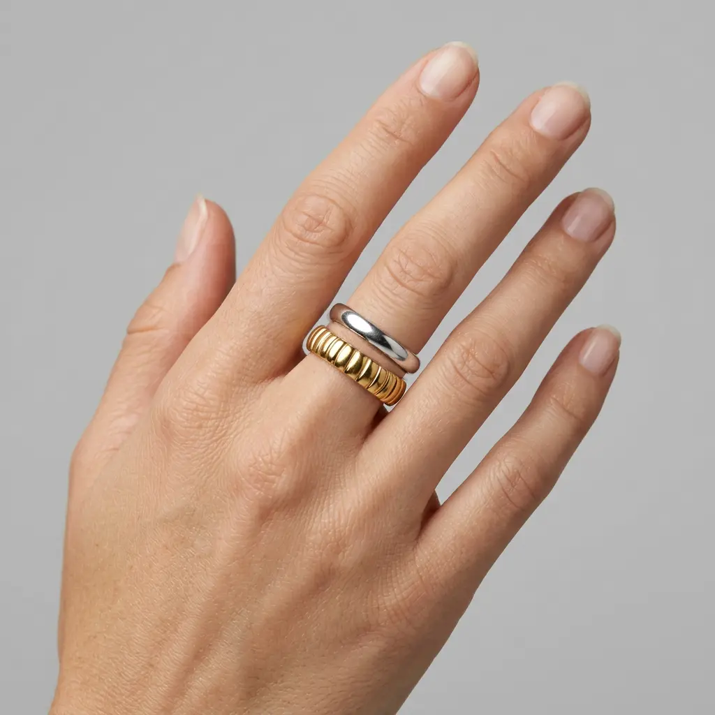 Anillo en acero bicolor ajustable