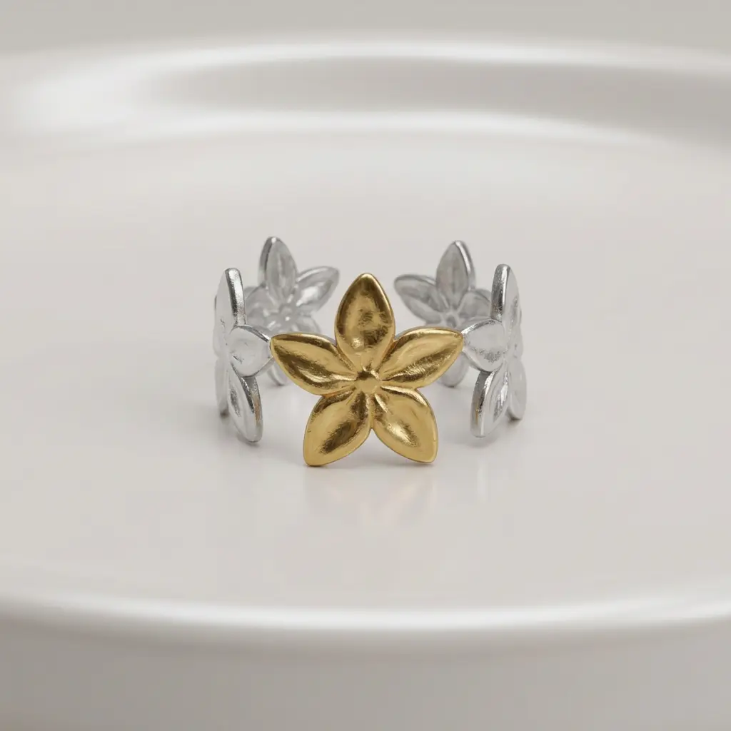 Anillo en acero bicolor ajustable