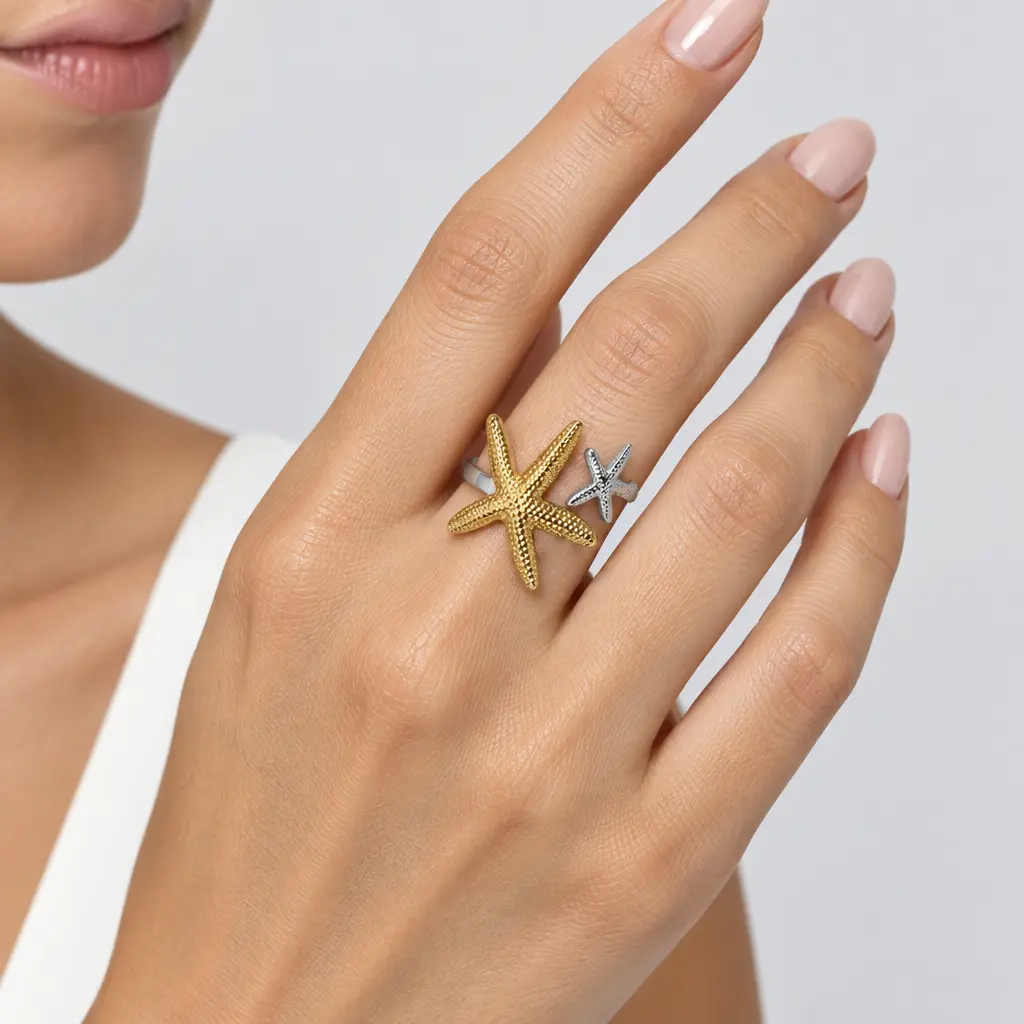 Anillo en acero bicolor ajustable