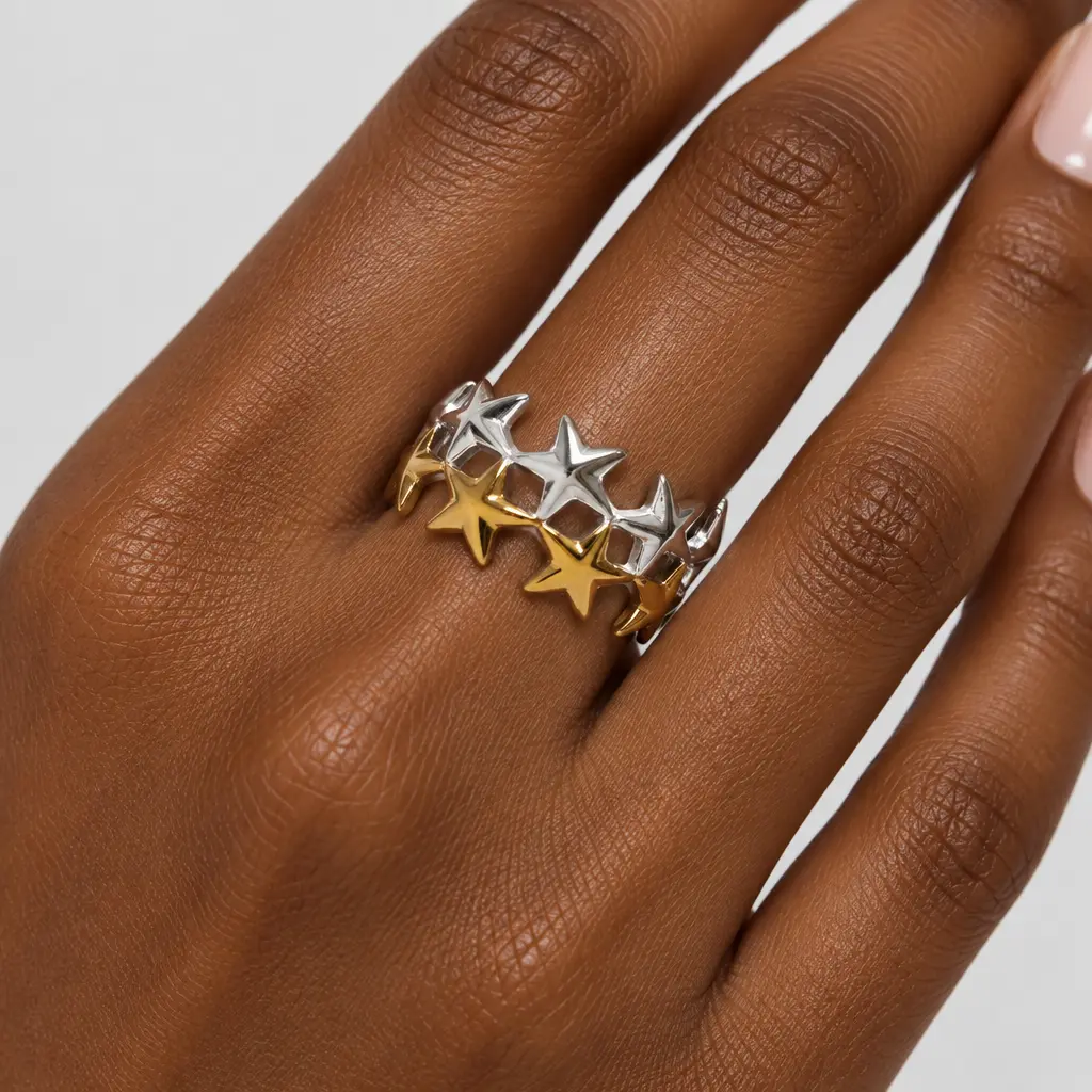 Anillo en acero bicolor ajustable
