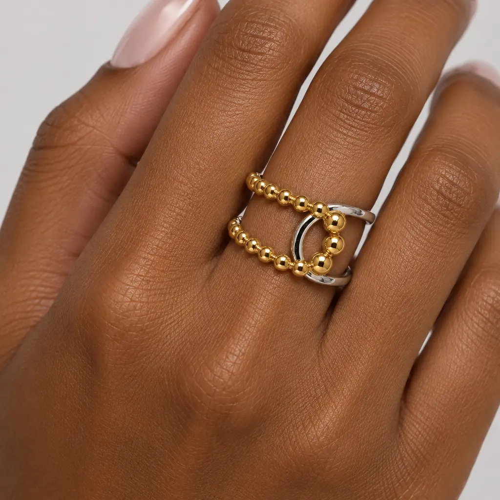Anillo en acero bicolor ajustable