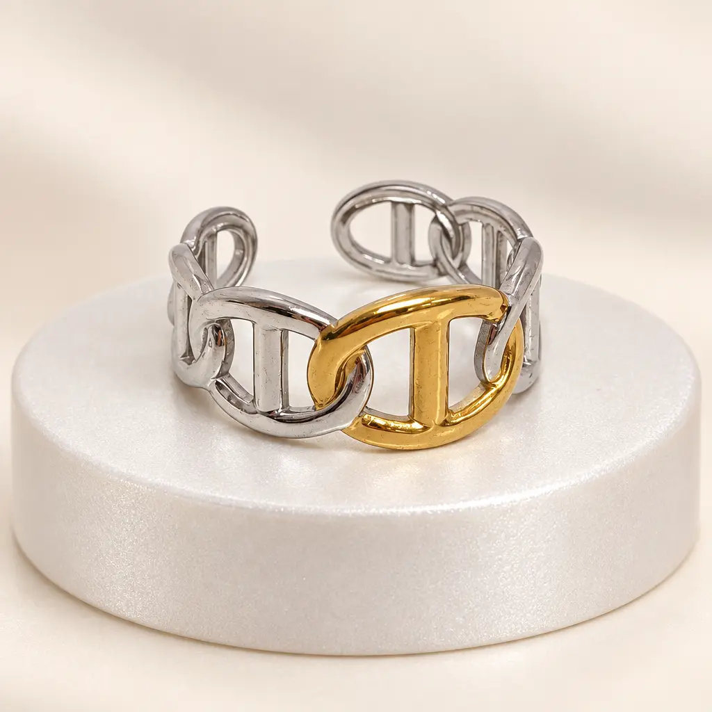 Anillo en acero bicolor ajustable