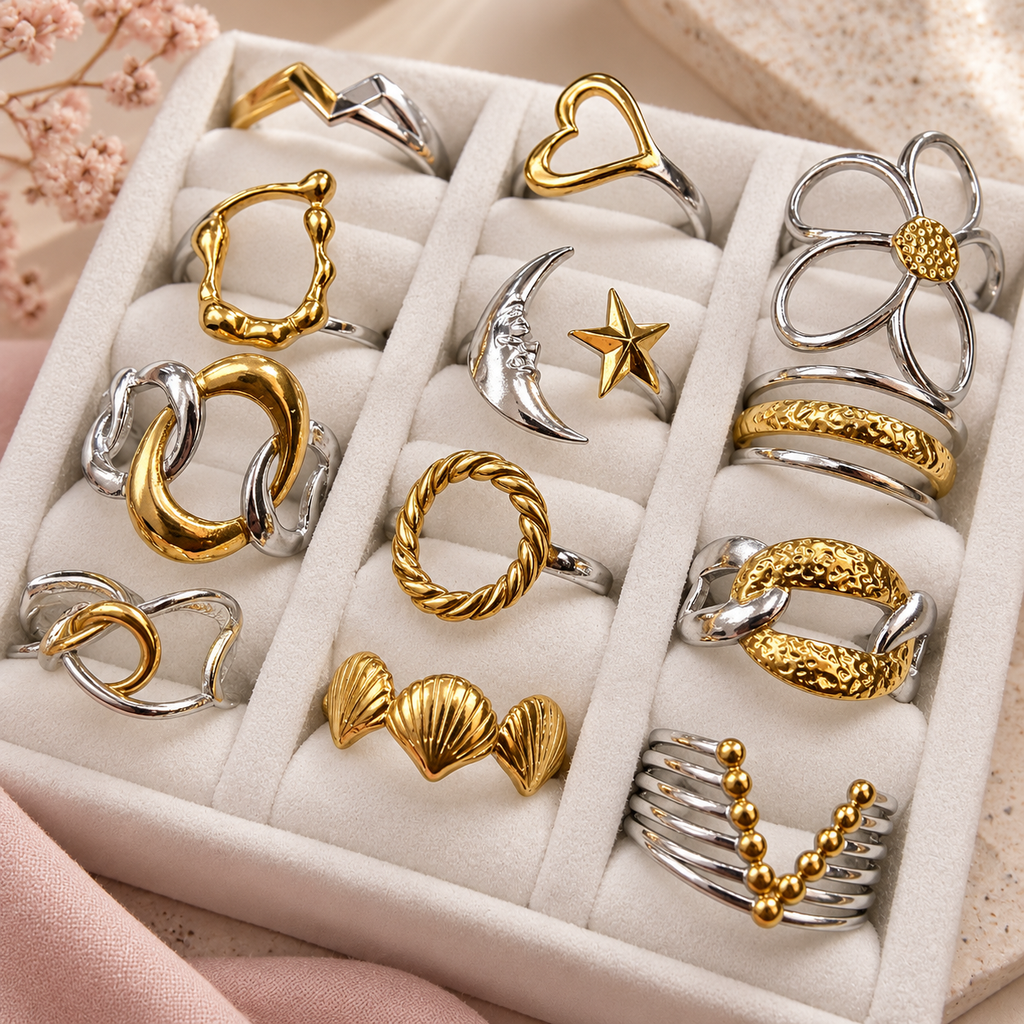 Anillo en acero bicolor ajustable surtidos 