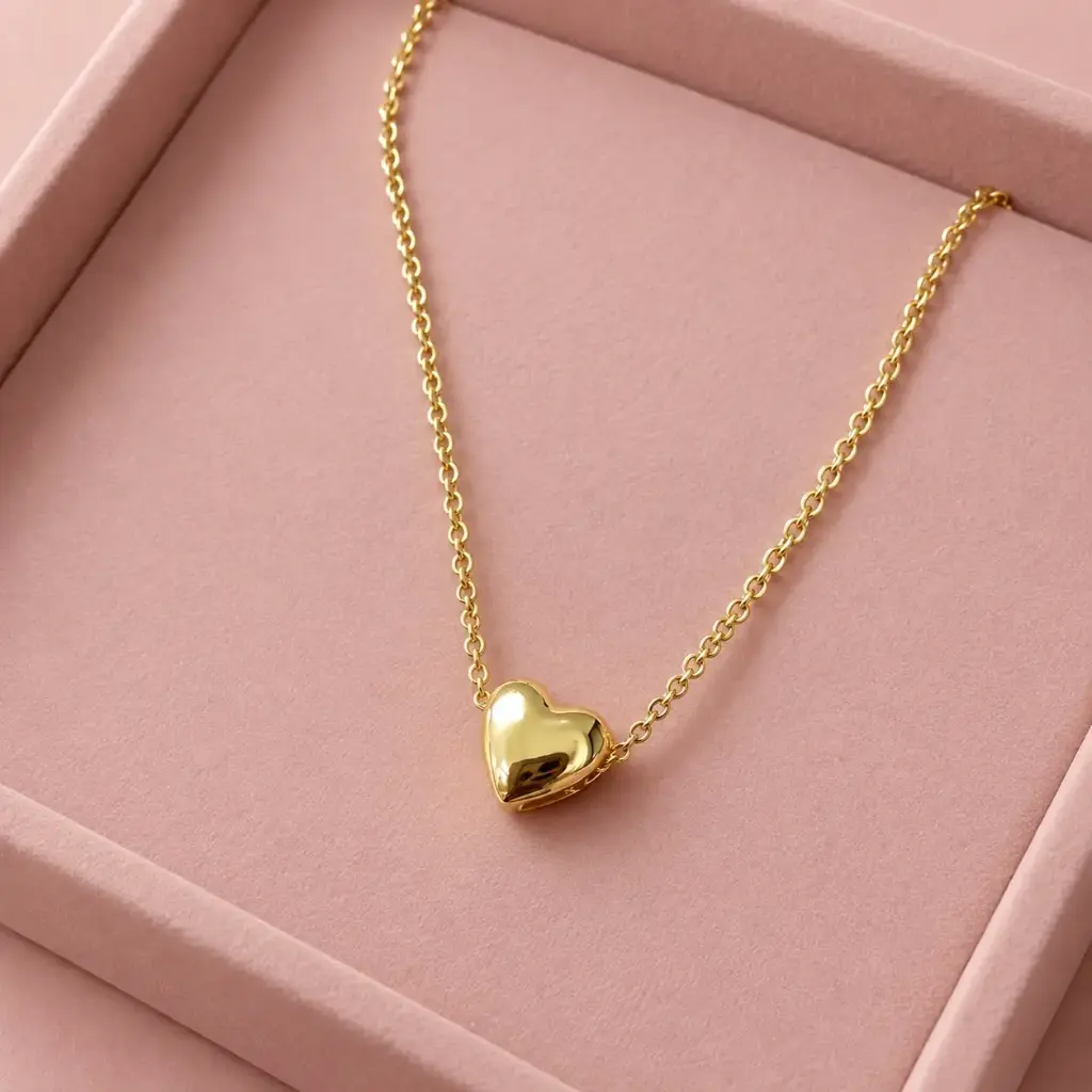 Collar en baño de oro rodinado gold corazòn pequeño liso - 45 cm