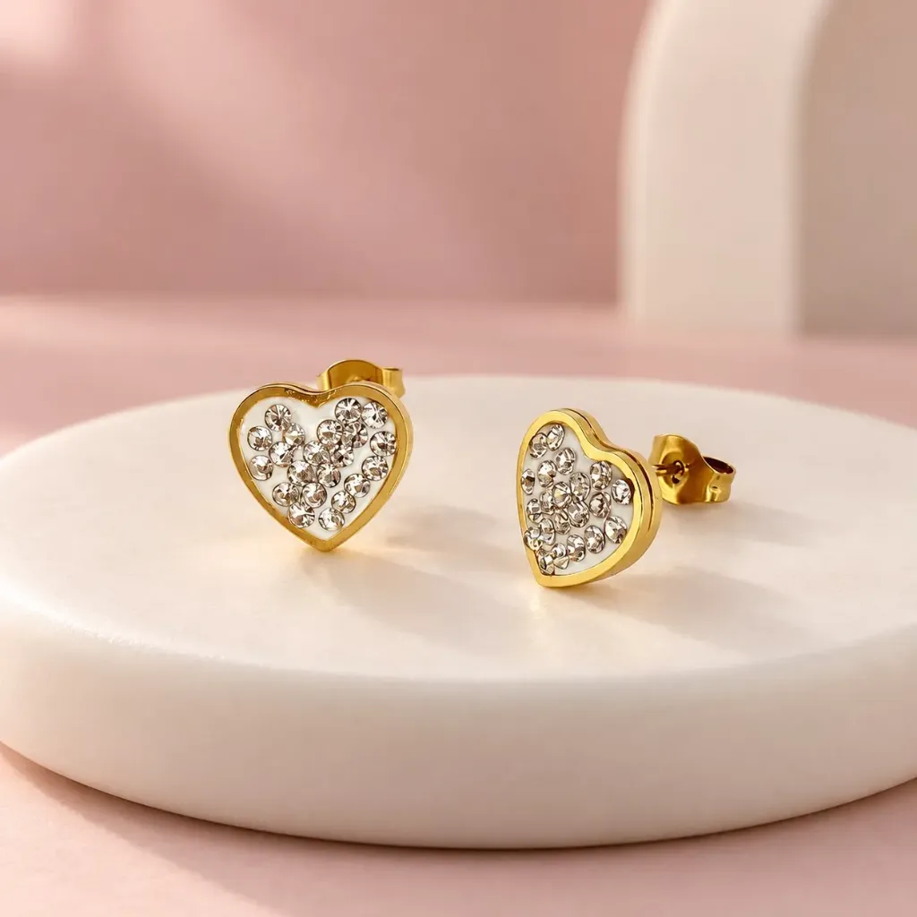 Topos en acero inoxidable dorados circones corazón