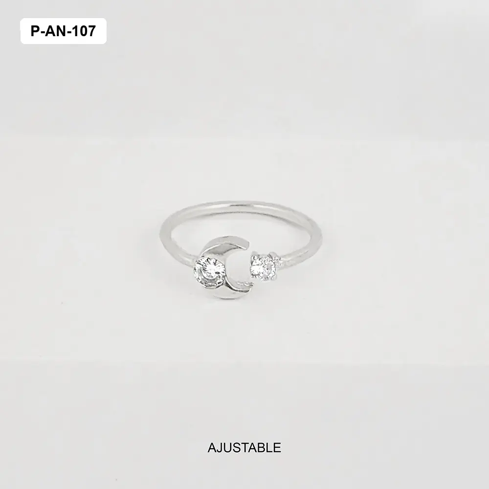 *ANILLO PLATA 925 ESTILO AJUSTABLE MEDIA LUNA