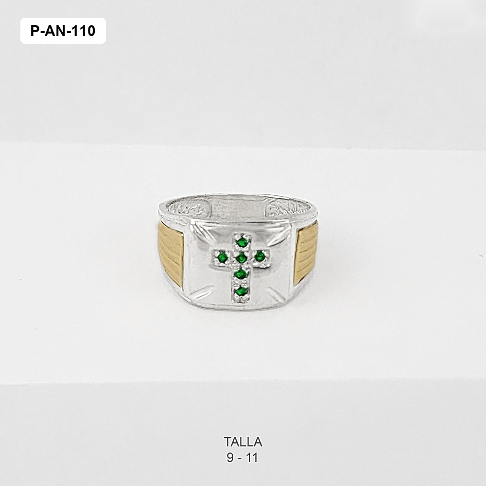 *ANILLO PLATA 925 HOMBRE CRUZ DORADA