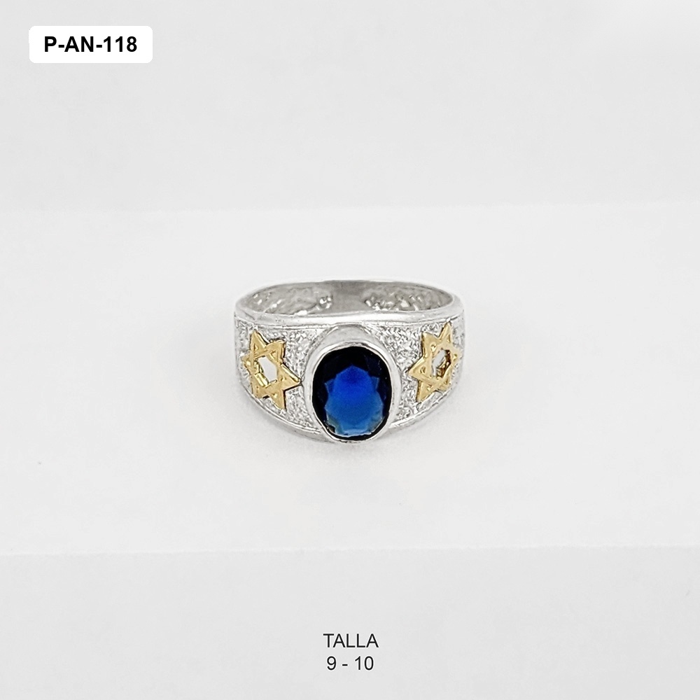 *ANILLO PLATA 925 HOMBRE CIRCÓN ESTRELLAS DE DAVID