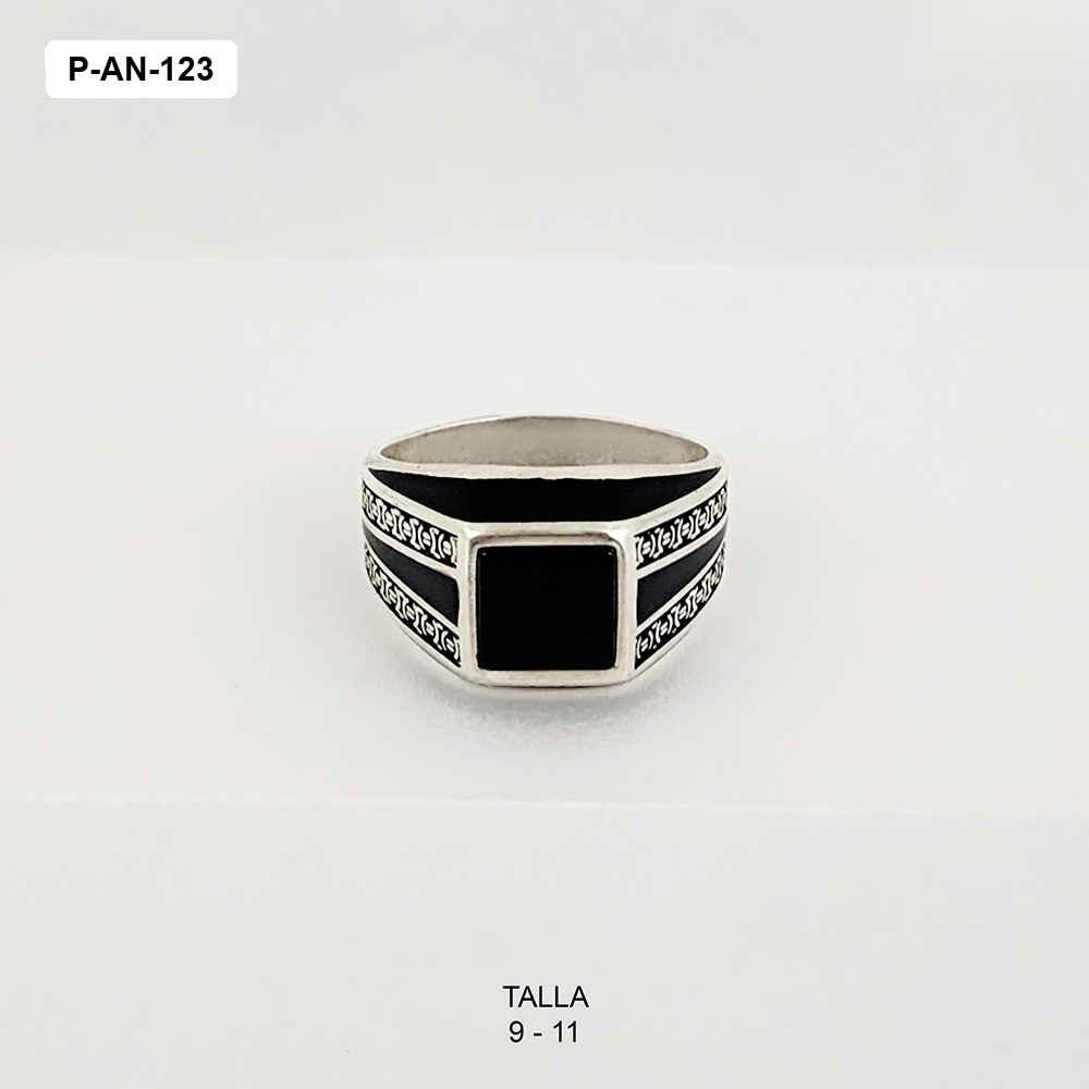 *ANILLO PLATA 925 HOMBRE ESMALTADO NEGRO