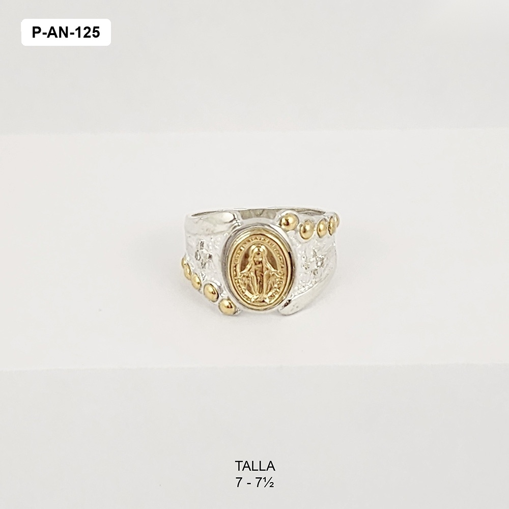 *ANILLO PLATA 925 Y ORO VIRGEN Y BOLITAS DORADAS