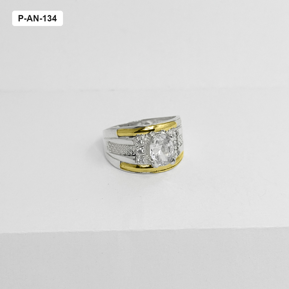 *ANILLO PLATA 925 Y ORO CIRCON BLANCO OVALADO