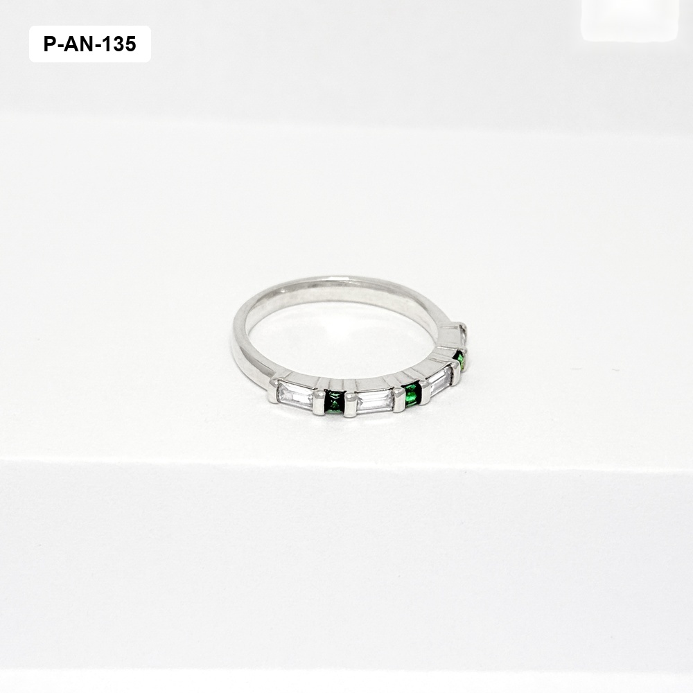 *ANILLO PLATA LEY 925 CRISTALES BAGUETTE CIRCONES VERDES