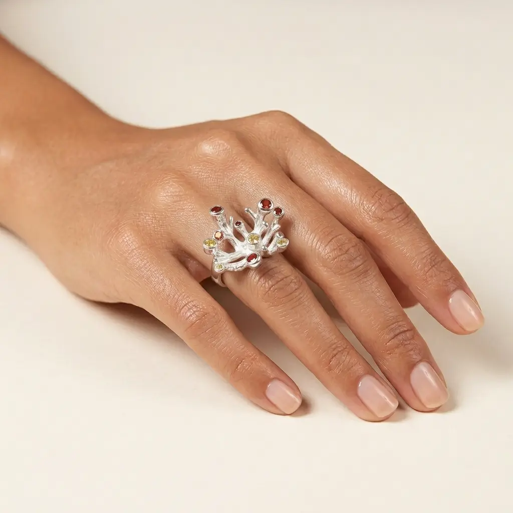 Anillo plata 925 medusa circones de colores